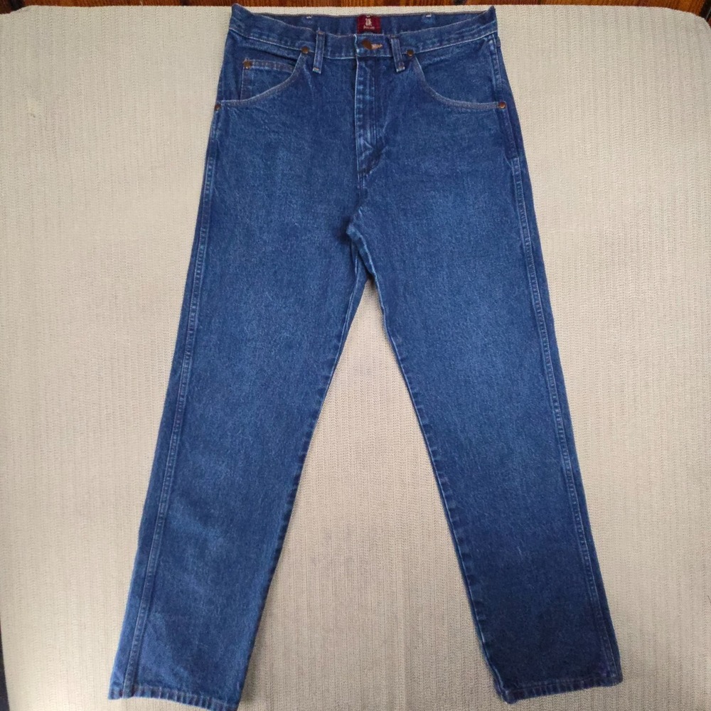 Wrangler Cowboy Cut Jeans Mens 33X34 Blue 31MWZ Relaxed Fit Rigid Denim Blue